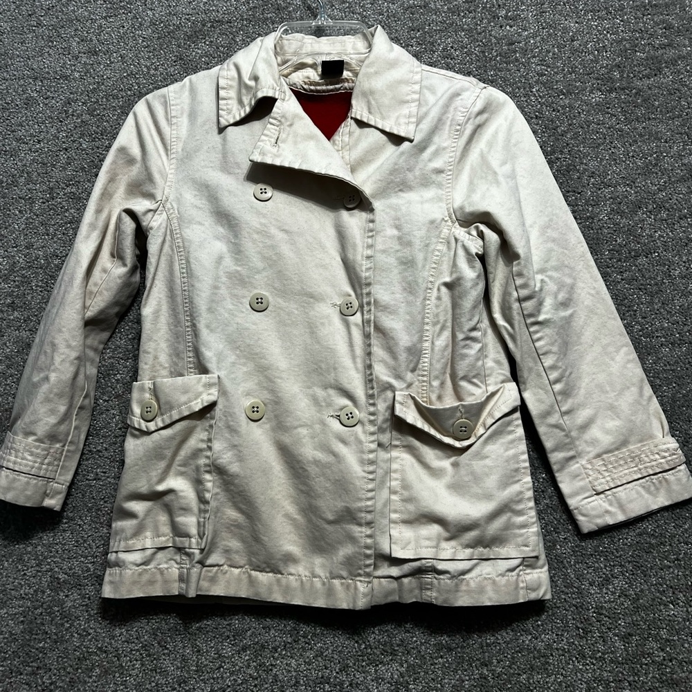 GAP girls tan jacket Removable red fleece lining Kids Size 8 tan khaki